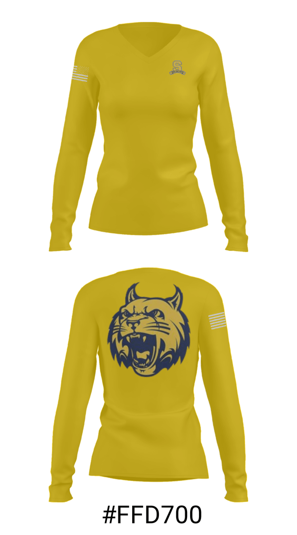 Women's Long Sleeve Vneck Shirt, Springfield High School Bowling, Bowling, Teamtime, Team time, sublimation, custom sports apparel, team uniforms, spirit wear, spiritwear, sports uniforms, custom shirts, team store, custom team store, fundraiser sports, apparel fundraiser