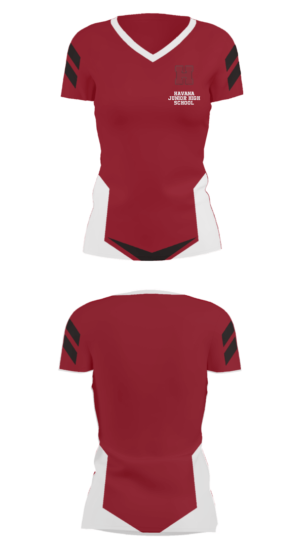 Women's Short Sleeve Vneck Shirt, Havana Junior High School, Spirit Store, Teamtime, Team time, sublimation, custom sports apparel, team uniforms, spirit wear, spiritwear, sports uniforms, custom shirts, team store, custom team store, fundraiser sports, apparel fundraiser