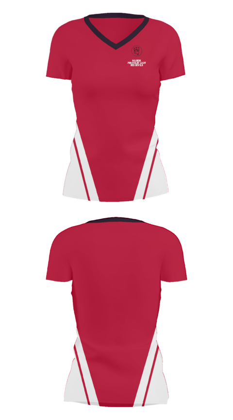 Women's Short Sleeve Vneck Shirt, Marion Franklin lady Red Devils, Women's Basketball, Teamtime, Team time, sublimation, custom sports apparel, team uniforms, spirit wear, spiritwear, sports uniforms, custom shirts, team store, custom team store, fundraiser sports, apparel fundraiser