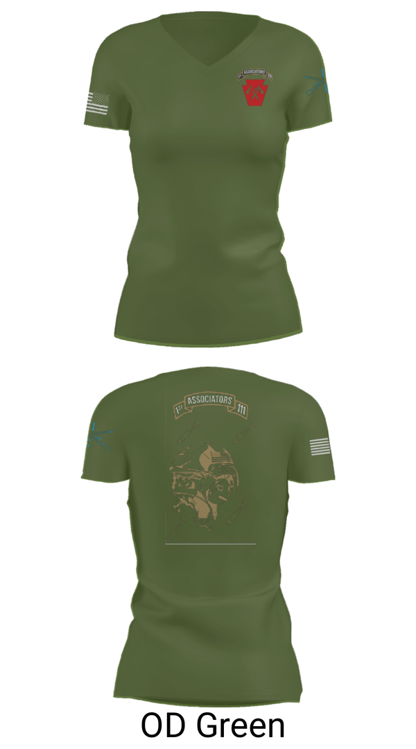 Women's Short Sleeve Vneck Shirt, 1-111th IN BN 38506759, Army, Teamtime, Team time, sublimation, custom sports apparel, team uniforms, spirit wear, spiritwear, sports uniforms, custom shirts, team store, custom team store, fundraiser sports, apparel fundraiser