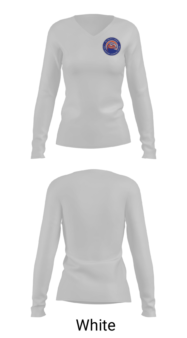 Women's Long Sleeve Vneck Shirt, Dr. Ralph H. Baker 21St Century Learning Center, Spirit Store, Teamtime, Team time, sublimation, custom sports apparel, team uniforms, spirit wear, spiritwear, sports uniforms, custom shirts, team store, custom team store, fundraiser sports, apparel fundraiser