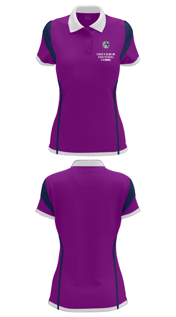 Women's Short Sleeve Performance Polo, Sussex Academy High School Swimming, Swimming, Teamtime, Team time, sublimation, custom sports apparel, team uniforms, spirit wear, spiritwear, sports uniforms, custom shirts, team store, custom team store, fundraiser sports, apparel fundraiser