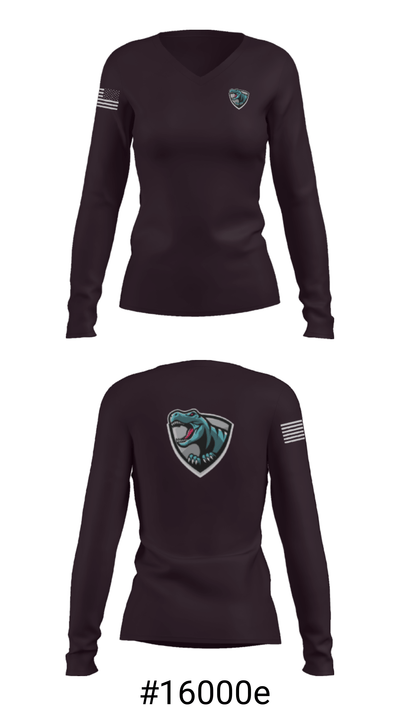 Rex95 Dino’s 52656726 Women's Long Sleeve V-neck Shirt - 20