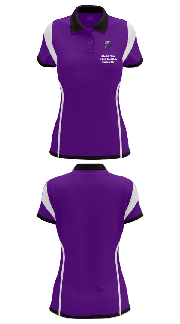 Women's Short Sleeve Performance Polo, Heritage High School Swimming, Swimming, Teamtime, Team time, sublimation, custom sports apparel, team uniforms, spirit wear, spiritwear, sports uniforms, custom shirts, team store, custom team store, fundraiser sports, apparel fundraiser