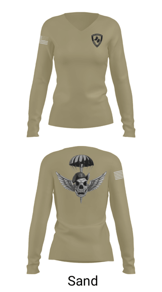 Women's Long Sleeve Vneck Shirt, , Army, Teamtime, Team time, sublimation, custom sports apparel, team uniforms, spirit wear, spiritwear, sports uniforms, custom shirts, team store, custom team store, fundraiser sports, apparel fundraiser