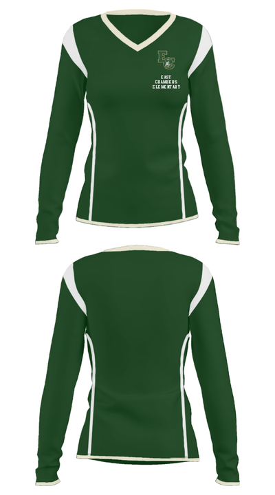 East Chambers Elementary 93107204 Women's Long Sleeve V-neck Shirt - 33