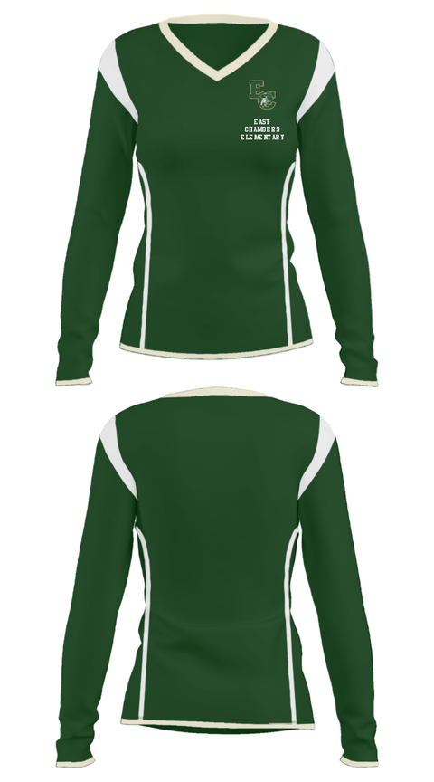 Women's Long Sleeve Vneck Shirt, East Chambers Elementary, Spirit Store, Teamtime, Team time, sublimation, custom sports apparel, team uniforms, spirit wear, spiritwear, sports uniforms, custom shirts, team store, custom team store, fundraiser sports, apparel fundraiser
