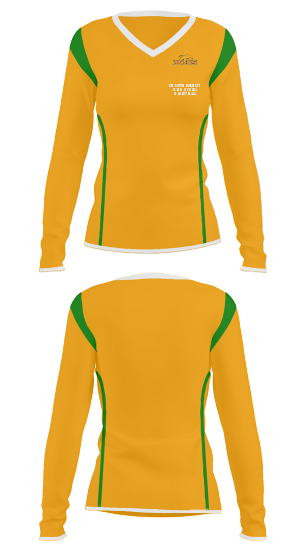 Women's Long Sleeve Vneck Shirt, Crawford Mosley High School Basketball, Men's Basketball, Teamtime, Team time, sublimation, custom sports apparel, team uniforms, spirit wear, spiritwear, sports uniforms, custom shirts, team store, custom team store, fundraiser sports, apparel fundraiser