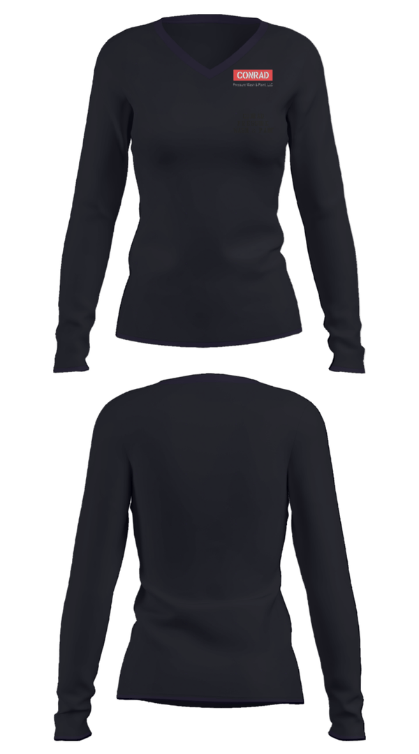 Women's Long Sleeve Vneck Shirt, Conrad Pressure Wash & Paint, , Teamtime, Team time, sublimation, custom sports apparel, team uniforms, spirit wear, spiritwear, sports uniforms, custom shirts, team store, custom team store, fundraiser sports, apparel fundraiser