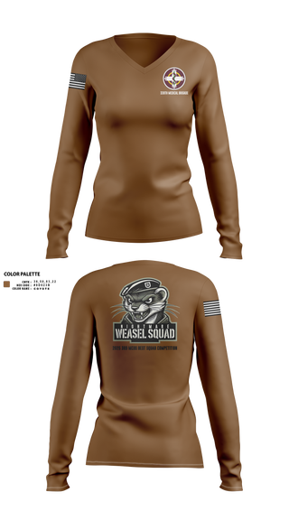 Women's Long Sleeve Vneck Shirt, 338th MED BDE, Army, Teamtime, Team time, sublimation, custom sports apparel, team uniforms, spirit wear, spiritwear, sports uniforms, custom shirts, team store, custom team store, fundraiser sports, apparel fundraiser