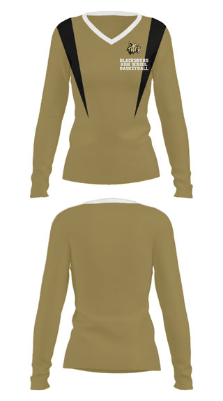Women's Long Sleeve Vneck Shirt, Blacksburg High School Basketball, Women's Basketball, Teamtime, Team time, sublimation, custom sports apparel, team uniforms, spirit wear, spiritwear, sports uniforms, custom shirts, team store, custom team store, fundraiser sports, apparel fundraiser