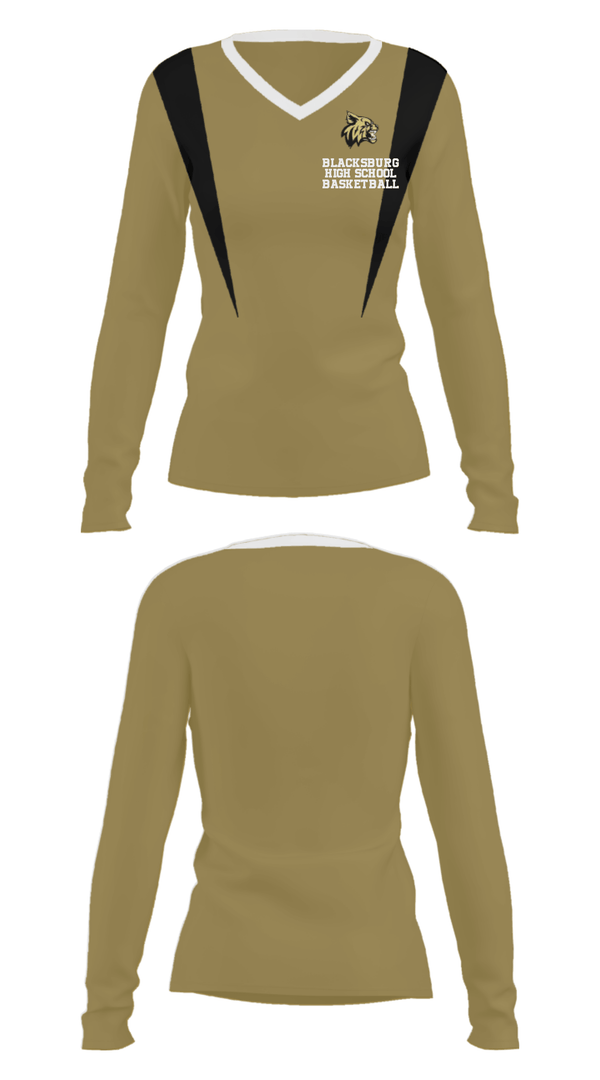 Women's Long Sleeve Vneck Shirt, Blacksburg High School Basketball, Women's Basketball, Teamtime, Team time, sublimation, custom sports apparel, team uniforms, spirit wear, spiritwear, sports uniforms, custom shirts, team store, custom team store, fundraiser sports, apparel fundraiser