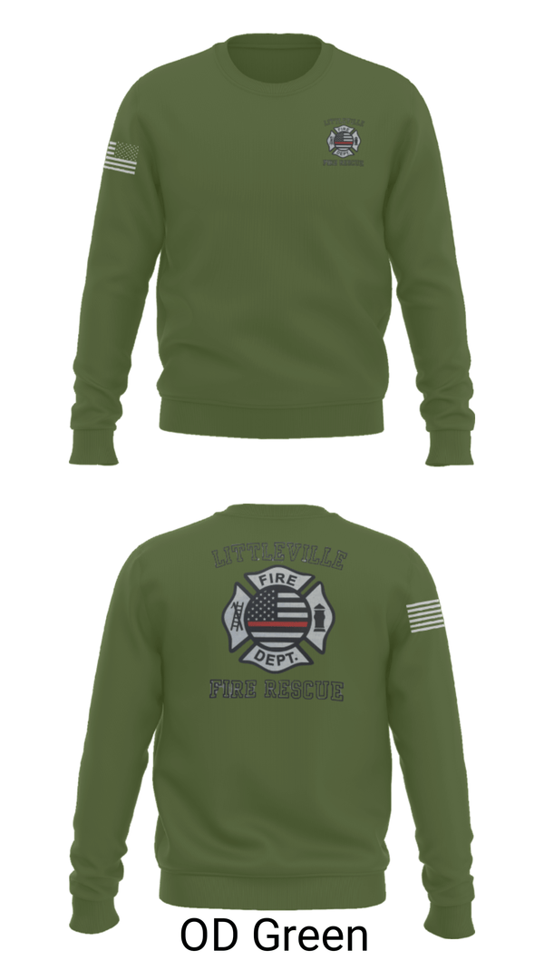 Crew Neck Sweatshirt, Littleville Fire & Rescue, Fire Department, Teamtime, Team time, sublimation, custom sports apparel, team uniforms, spirit wear, spiritwear, sports uniforms, custom shirts, team store, custom team store, fundraiser sports, apparel fundraiser