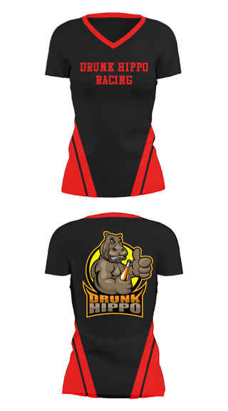 Women's Short Sleeve Vneck Shirt, Drunk Hippo Racing, , Teamtime, Team time, sublimation, custom sports apparel, team uniforms, spirit wear, spiritwear, sports uniforms, custom shirts, team store, custom team store, fundraiser sports, apparel fundraiser