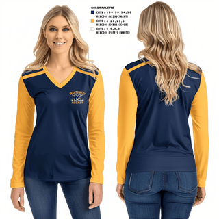 Women's Long Sleeve Vneck Shirt, Mahtomedi, Ice Hockey, Teamtime, Team time, sublimation, custom sports apparel, team uniforms, spirit wear, spiritwear, sports uniforms, custom shirts, team store, custom team store, fundraiser sports, apparel fundraiser