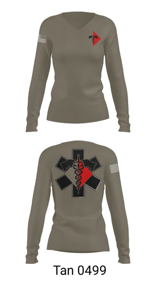 Women's Long Sleeve Vneck Shirt, 307th Medics, Army, Teamtime, Team time, sublimation, custom sports apparel, team uniforms, spirit wear, spiritwear, sports uniforms, custom shirts, team store, custom team store, fundraiser sports, apparel fundraiser
