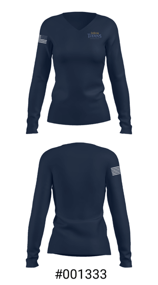 Women's Long Sleeve Vneck Shirt, Saseas Titans Athletics, Spirit Store, Teamtime, Team time, sublimation, custom sports apparel, team uniforms, spirit wear, spiritwear, sports uniforms, custom shirts, team store, custom team store, fundraiser sports, apparel fundraiser