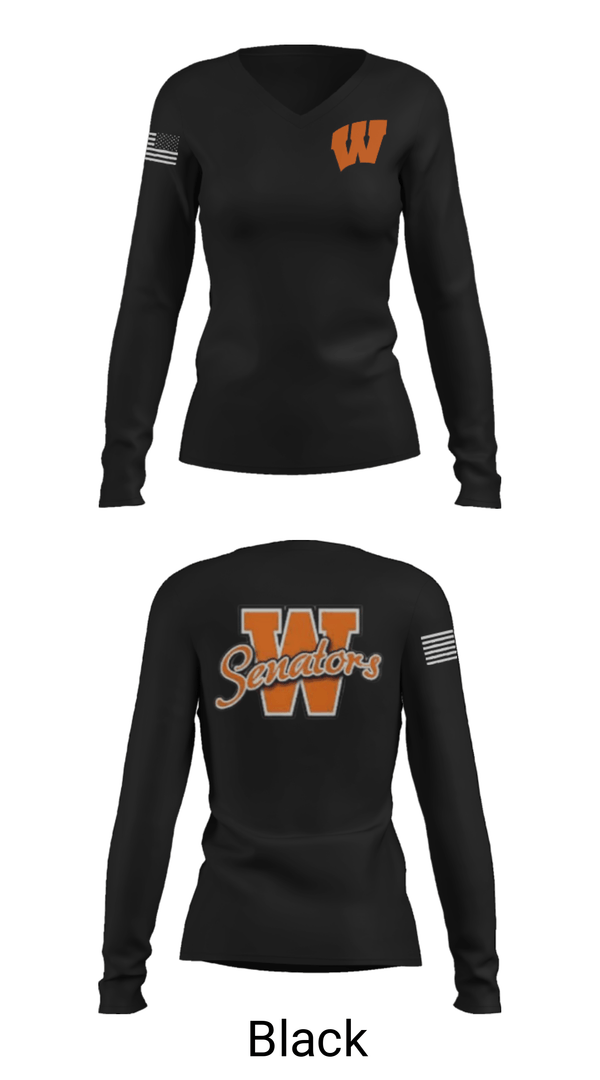 Women's Long Sleeve Vneck Shirt, Portsmouth West High School Basketball, Women's Basketball, Teamtime, Team time, sublimation, custom sports apparel, team uniforms, spirit wear, spiritwear, sports uniforms, custom shirts, team store, custom team store, fundraiser sports, apparel fundraiser