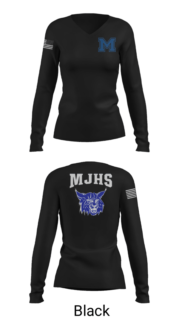 Women's Long Sleeve Vneck Shirt, Mattanawcook Junior High School, Spirit Store, Teamtime, Team time, sublimation, custom sports apparel, team uniforms, spirit wear, spiritwear, sports uniforms, custom shirts, team store, custom team store, fundraiser sports, apparel fundraiser