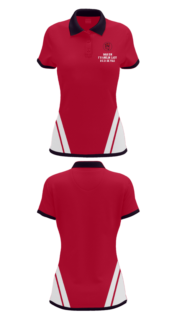 Women's Short Sleeve Performance Polo, Marion Franklin lady Red Devils, Women's Basketball, Teamtime, Team time, sublimation, custom sports apparel, team uniforms, spirit wear, spiritwear, sports uniforms, custom shirts, team store, custom team store, fundraiser sports, apparel fundraiser