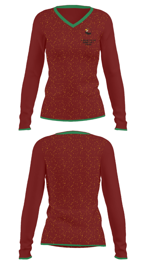 Women's Long Sleeve Vneck Shirt, Pleasant Grove Elementary School, Spirit Store, Teamtime, Team time, sublimation, custom sports apparel, team uniforms, spirit wear, spiritwear, sports uniforms, custom shirts, team store, custom team store, fundraiser sports, apparel fundraiser