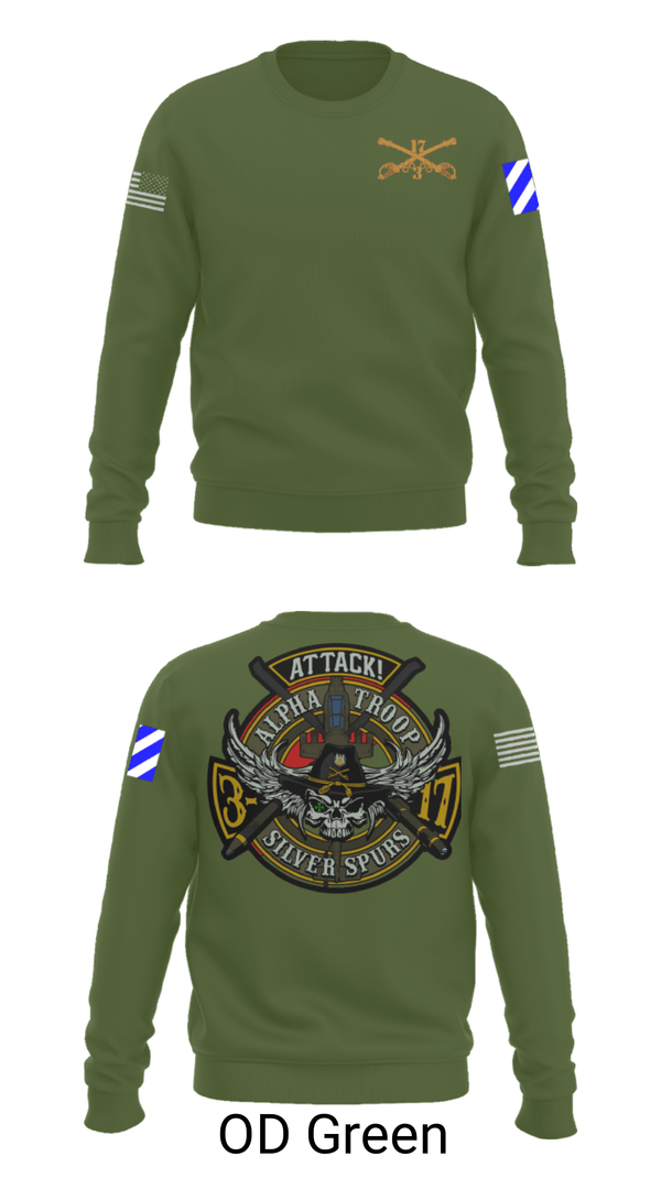 Crew Neck Sweatshirt, A/3-17 ACS, Army, Teamtime, Team time, sublimation, custom sports apparel, team uniforms, spirit wear, spiritwear, sports uniforms, custom shirts, team store, custom team store, fundraiser sports, apparel fundraiser