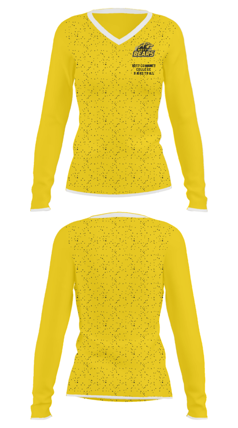 Women's Long Sleeve Vneck Shirt, Mott Community College Basketball, Men's Basketball, Teamtime, Team time, sublimation, custom sports apparel, team uniforms, spirit wear, spiritwear, sports uniforms, custom shirts, team store, custom team store, fundraiser sports, apparel fundraiser