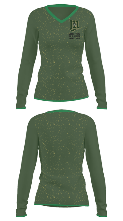 Monte Vista High School Basketball 17034184 Women's Long Sleeve V-neck Shirt - 34