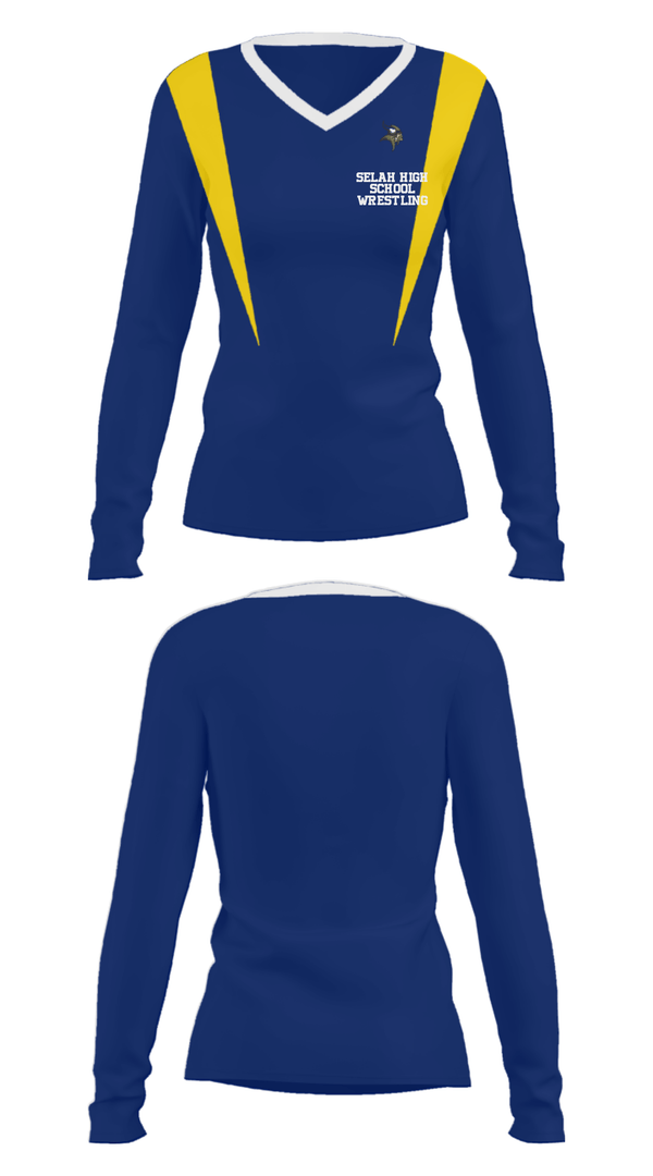 Women's Long Sleeve Vneck Shirt, Selah High School Wrestling, Wrestling, Teamtime, Team time, sublimation, custom sports apparel, team uniforms, spirit wear, spiritwear, sports uniforms, custom shirts, team store, custom team store, fundraiser sports, apparel fundraiser
