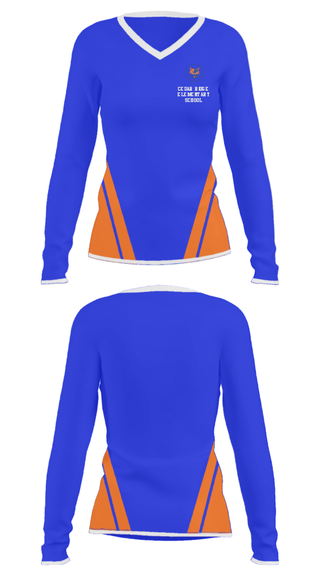 Women's Long Sleeve Vneck Shirt, Cedar Ridge Elementary School, Spirit Store, Teamtime, Team time, sublimation, custom sports apparel, team uniforms, spirit wear, spiritwear, sports uniforms, custom shirts, team store, custom team store, fundraiser sports, apparel fundraiser