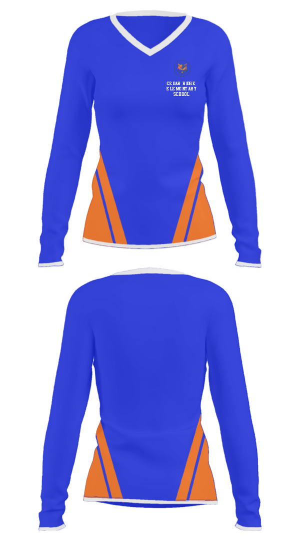 Women's Long Sleeve Vneck Shirt, Cedar Ridge Elementary School, Spirit Store, Teamtime, Team time, sublimation, custom sports apparel, team uniforms, spirit wear, spiritwear, sports uniforms, custom shirts, team store, custom team store, fundraiser sports, apparel fundraiser
