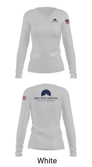 Women's Long Sleeve Vneck Shirt, World Alpine Expeditions, , Teamtime, Team time, sublimation, custom sports apparel, team uniforms, spirit wear, spiritwear, sports uniforms, custom shirts, team store, custom team store, fundraiser sports, apparel fundraiser