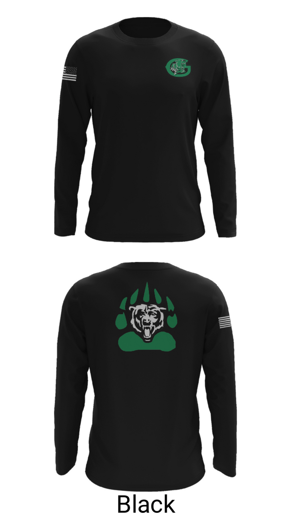 Long Sleeve Performance Shirt, Gold-Burg High School Basketball, Women's Basketball, Teamtime, Team time, sublimation, custom sports apparel, team uniforms, spirit wear, spiritwear, sports uniforms, custom shirts, team store, custom team store, fundraiser sports, apparel fundraiser