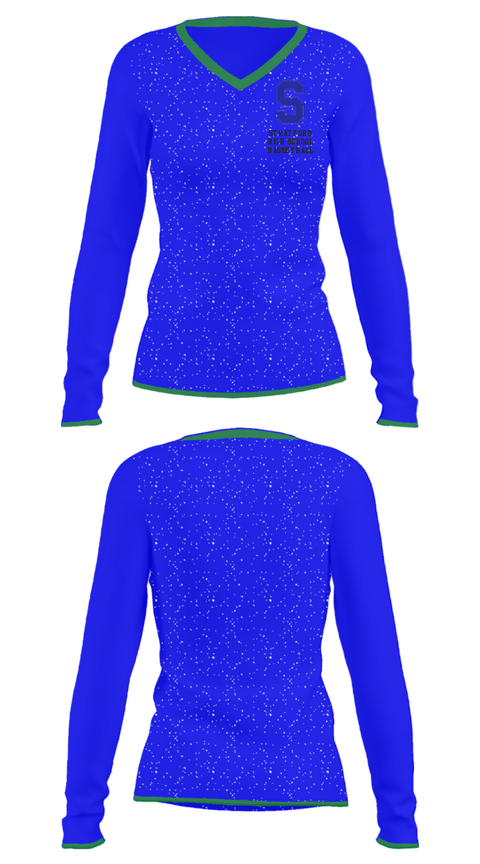 Women's Long Sleeve Vneck Shirt, Stratford High School Basketball, Men's Basketball, Teamtime, Team time, sublimation, custom sports apparel, team uniforms, spirit wear, spiritwear, sports uniforms, custom shirts, team store, custom team store, fundraiser sports, apparel fundraiser