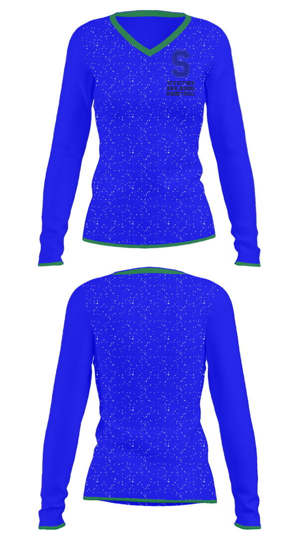 Women's Long Sleeve Vneck Shirt, Stratford High School Basketball, Men's Basketball, Teamtime, Team time, sublimation, custom sports apparel, team uniforms, spirit wear, spiritwear, sports uniforms, custom shirts, team store, custom team store, fundraiser sports, apparel fundraiser
