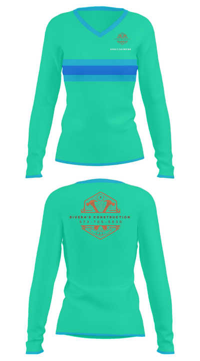 Rivera's Construction 31728609 Women's Long Sleeve V-neck Shirt - 24