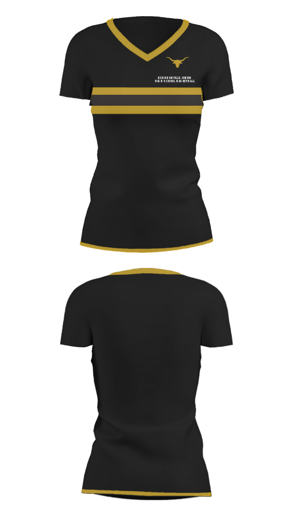 Women's Short Sleeve Vneck Shirt, Hebbronville Junior High School Basketball, Women's Basketball, Teamtime, Team time, sublimation, custom sports apparel, team uniforms, spirit wear, spiritwear, sports uniforms, custom shirts, team store, custom team store, fundraiser sports, apparel fundraiser