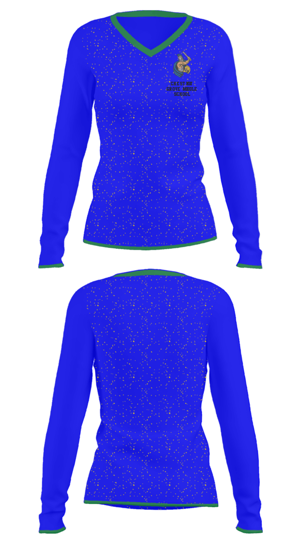 Women's Long Sleeve Vneck Shirt, Chestnut Grove Middle School, Spirit Store, Teamtime, Team time, sublimation, custom sports apparel, team uniforms, spirit wear, spiritwear, sports uniforms, custom shirts, team store, custom team store, fundraiser sports, apparel fundraiser