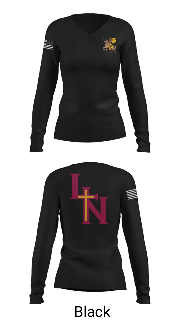 Women's Long Sleeve Vneck Shirt, Lutheran North High School Basketball, Women's Basketball, Teamtime, Team time, sublimation, custom sports apparel, team uniforms, spirit wear, spiritwear, sports uniforms, custom shirts, team store, custom team store, fundraiser sports, apparel fundraiser