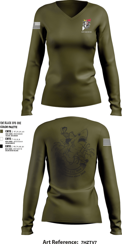 JSOTF-SOM FWD TAC 87386049 Women's Long Sleeve V-neck Shirt - 1