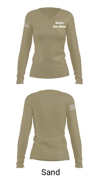 Women's Long Sleeve Vneck Shirt, Back the Blue, Police, Teamtime, Team time, sublimation, custom sports apparel, team uniforms, spirit wear, spiritwear, sports uniforms, custom shirts, team store, custom team store, fundraiser sports, apparel fundraiser