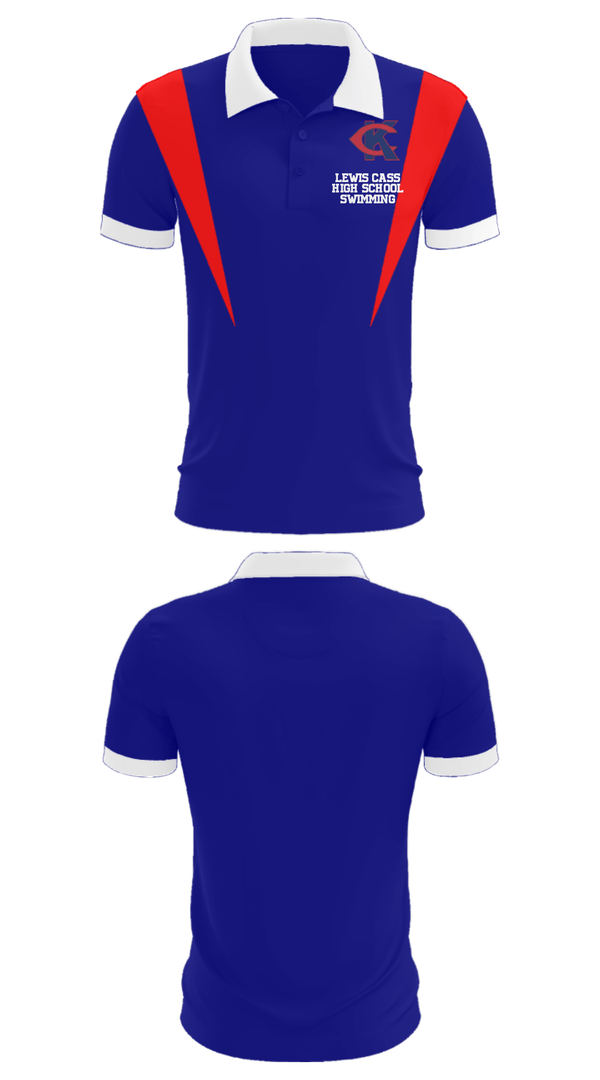 Short Sleeve Performance Polo, Lewis Cass High School Swimming, Swimming, Teamtime, Team time, sublimation, custom sports apparel, team uniforms, spirit wear, spiritwear, sports uniforms, custom shirts, team store, custom team store, fundraiser sports, apparel fundraiser