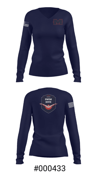 Women's Long Sleeve Vneck Shirt, Manvel High School Swimming, Swimming, Teamtime, Team time, sublimation, custom sports apparel, team uniforms, spirit wear, spiritwear, sports uniforms, custom shirts, team store, custom team store, fundraiser sports, apparel fundraiser