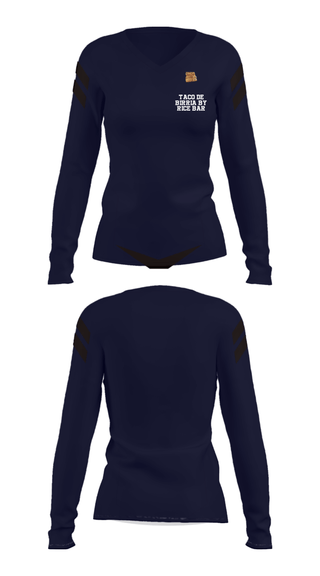 Women's Long Sleeve Vneck Shirt, Taco de Birria by Rice Bar, , Teamtime, Team time, sublimation, custom sports apparel, team uniforms, spirit wear, spiritwear, sports uniforms, custom shirts, team store, custom team store, fundraiser sports, apparel fundraiser