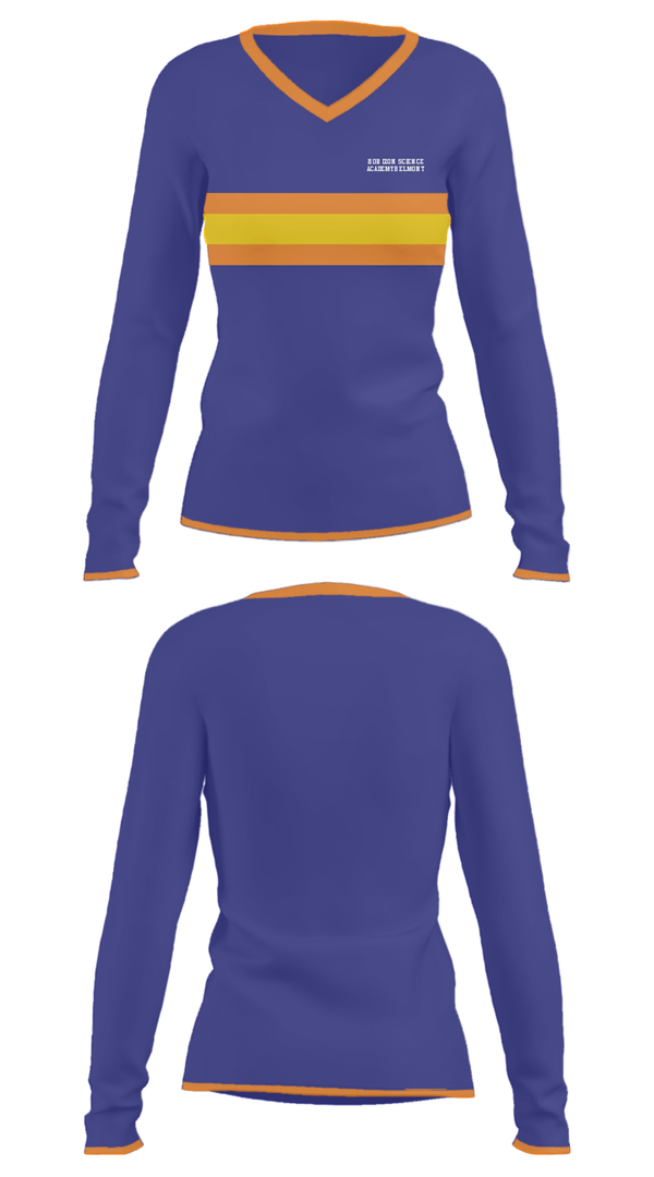 Women's Long Sleeve Vneck Shirt, Horizon Science Academy Belmont, , Teamtime, Team time, sublimation, custom sports apparel, team uniforms, spirit wear, spiritwear, sports uniforms, custom shirts, team store, custom team store, fundraiser sports, apparel fundraiser