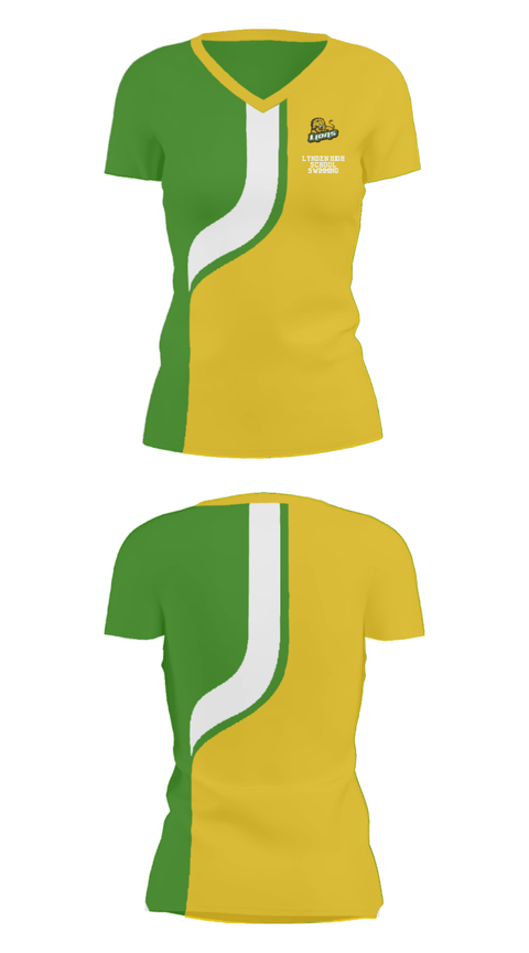 Women's Short Sleeve Vneck Shirt, Lynden High School Swimming, Swimming, Teamtime, Team time, sublimation, custom sports apparel, team uniforms, spirit wear, spiritwear, sports uniforms, custom shirts, team store, custom team store, fundraiser sports, apparel fundraiser