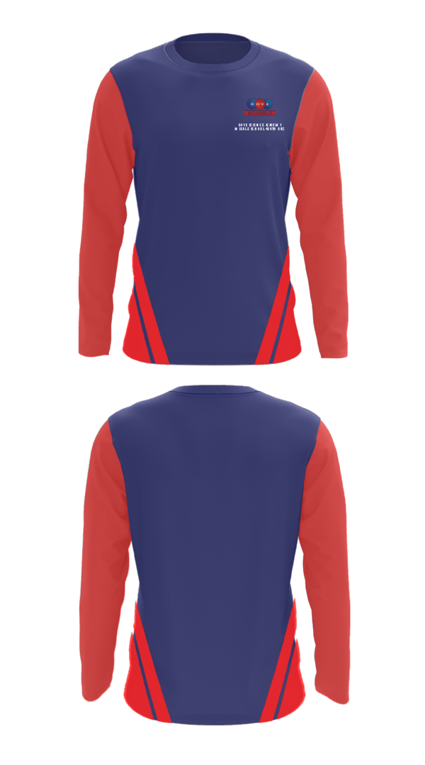 Long Sleeve Performance Shirt, Dove Science Academy Middle School-South Okc, Spirit Store, Teamtime, Team time, sublimation, custom sports apparel, team uniforms, spirit wear, spiritwear, sports uniforms, custom shirts, team store, custom team store, fundraiser sports, apparel fundraiser
