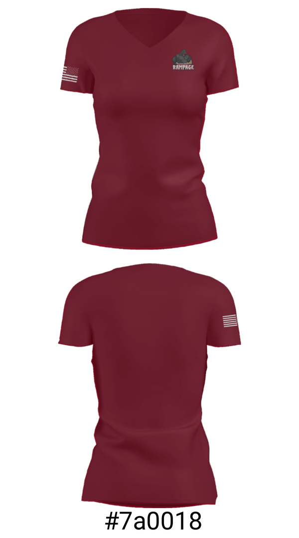 Women's Short Sleeve Vneck Shirt, Placer County Rampage, Football, Teamtime, Team time, sublimation, custom sports apparel, team uniforms, spirit wear, spiritwear, sports uniforms, custom shirts, team store, custom team store, fundraiser sports, apparel fundraiser