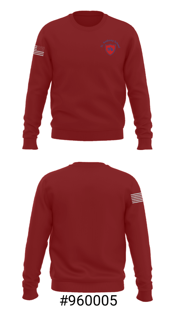 Crew Neck Sweatshirt, St Anthony Catholic School, Spirit Store, Teamtime, Team time, sublimation, custom sports apparel, team uniforms, spirit wear, spiritwear, sports uniforms, custom shirts, team store, custom team store, fundraiser sports, apparel fundraiser