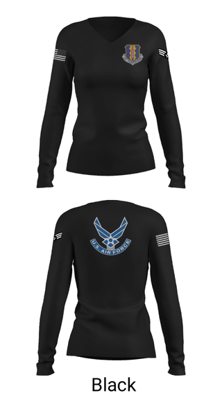 Women's Long Sleeve Vneck Shirt, 33rd Tactical Fighter Wing, Air Force, Teamtime, Team time, sublimation, custom sports apparel, team uniforms, spirit wear, spiritwear, sports uniforms, custom shirts, team store, custom team store, fundraiser sports, apparel fundraiser